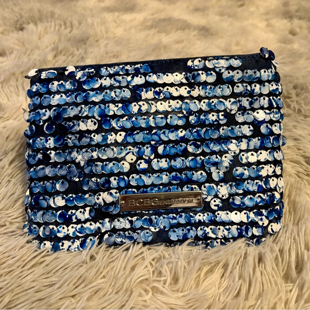 BCBGeneration Blue Sequin Clutch